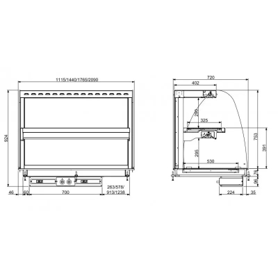 DROP-IN VITRINE COURBEE CHAUFFANTE AVEC PLAQUE VITRO CERAMIQUE MODELE MURAL - NOIR 4/1